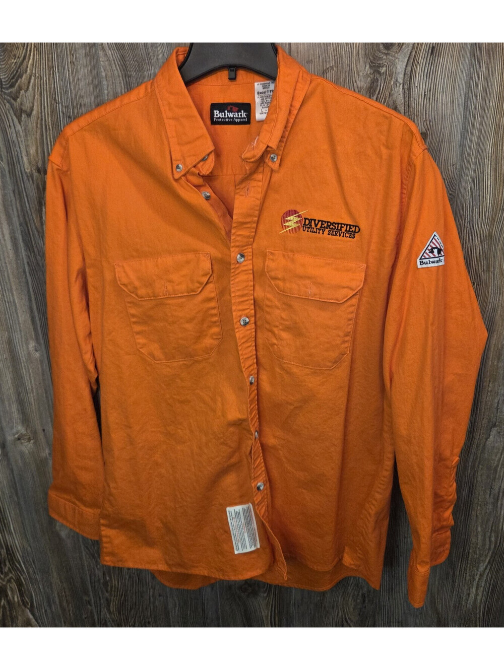 Bulwark FR Button Shirt Men Sz Lrg Flame Resistant Blaze Orange Embrdr Logo NWOT
